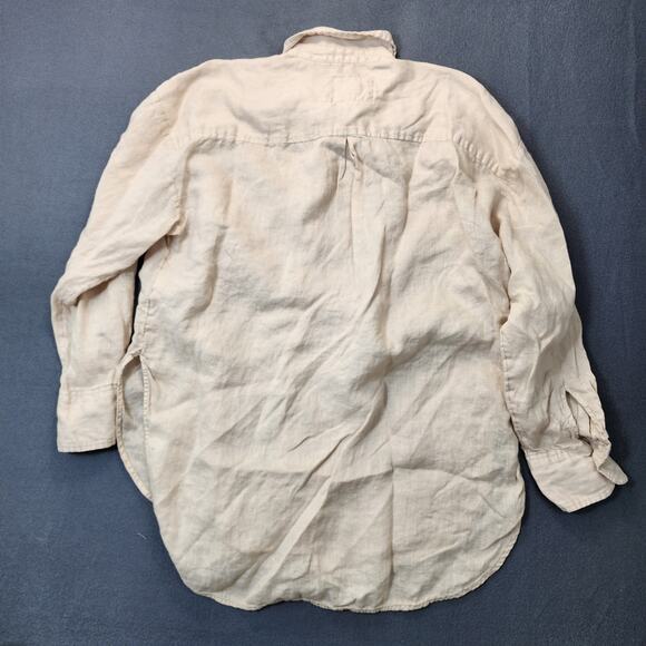 Anthropologie Maeve Womens Top Small Beige Linen Button Up Lagenlook Capsule - Picture 15 of 15